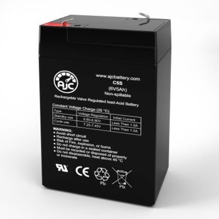 BATTERY CLERK AJC Ademco 465-654 Alarm Replacement Battery 5Ah, 6V, F1 AJC-C5S-A-1-120368